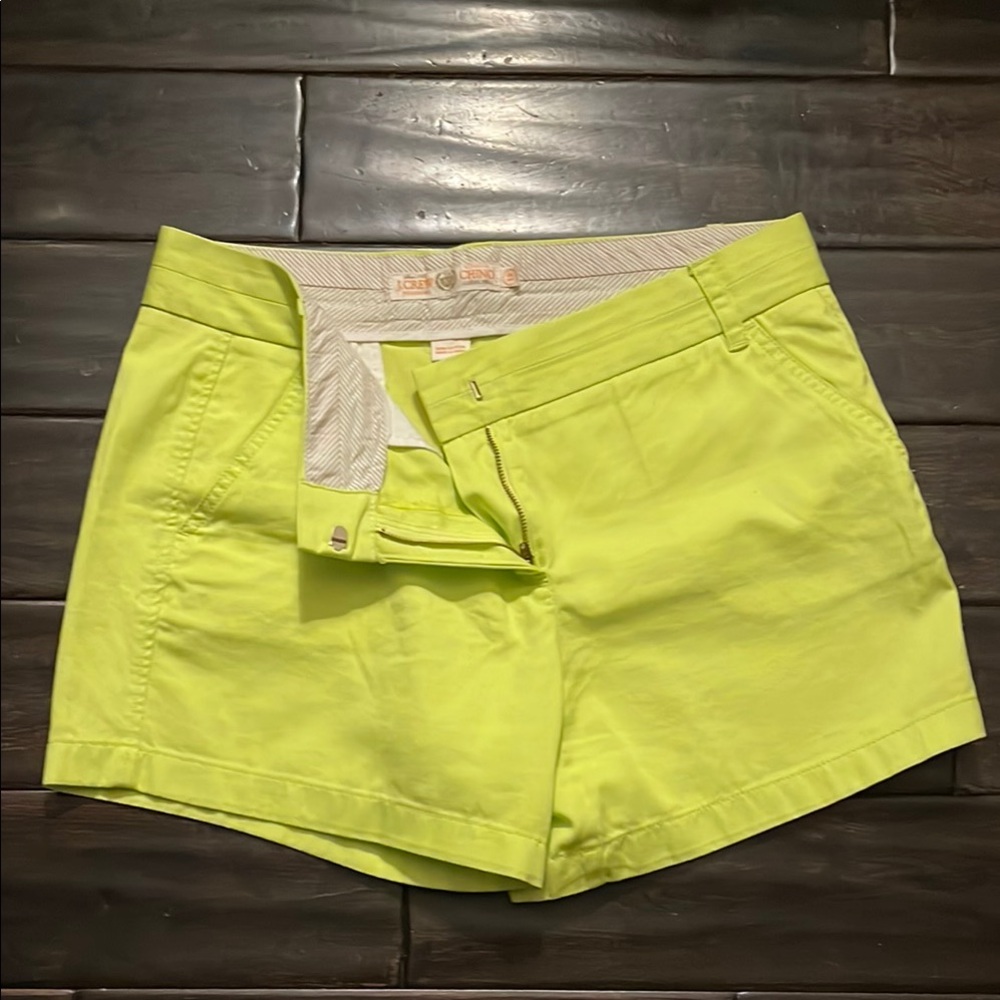 J. Crew Women's Lime Green Chino Shorts, 5” inseam, new without tag, Size 12